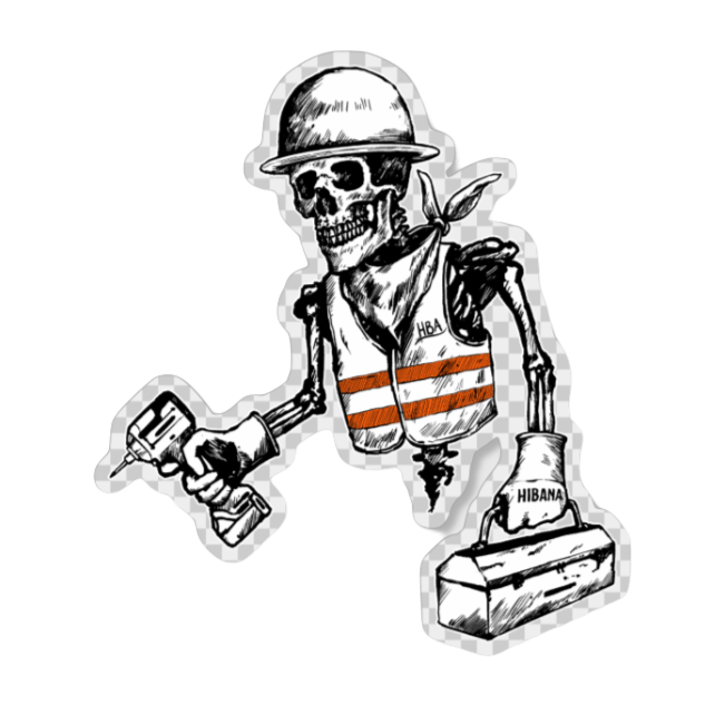Construction Worker Skeleton Sticker